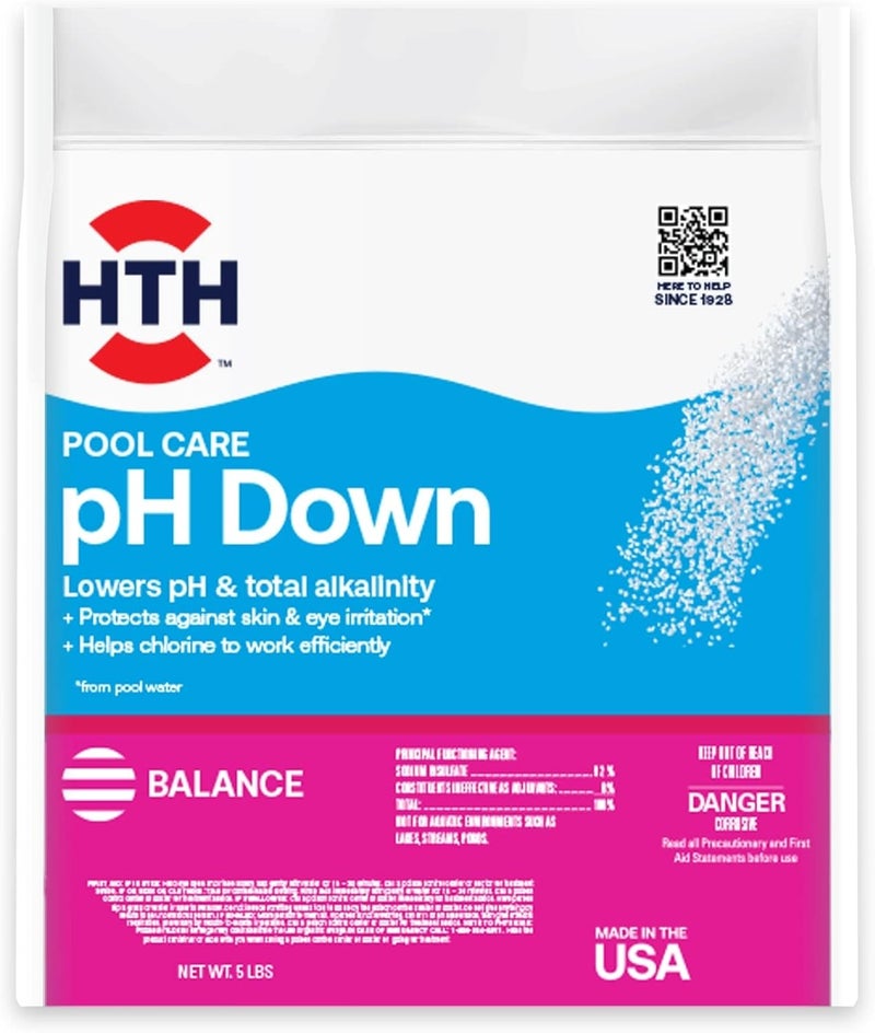 HTH Pool Care pH Down, Lowers pH, Swimming Pool Chemical, 5 Lbs - Image 1